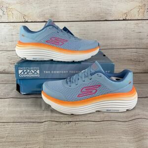 Skechers Max Cushioning Endeavour Womens Sz 9.5 Running Shoes Blue Orange